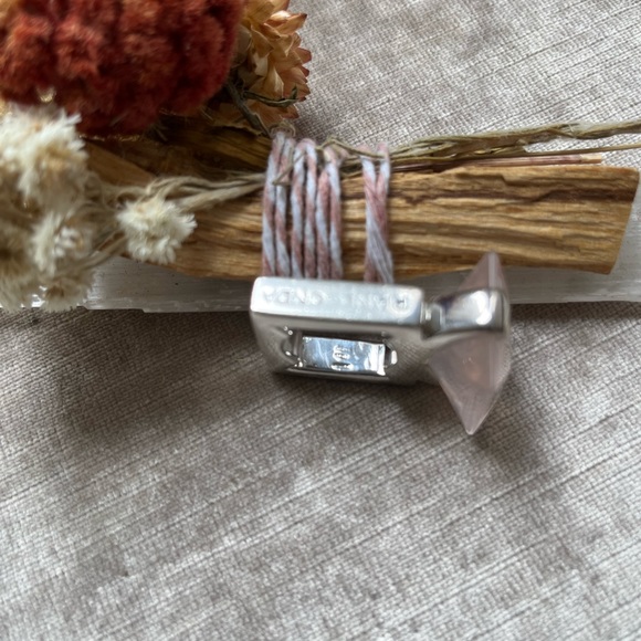 PIANEGONDA Large Sterling Silver Faceted Rose Quartz Cocktail Ring Size 7 - Picture 5 of 7